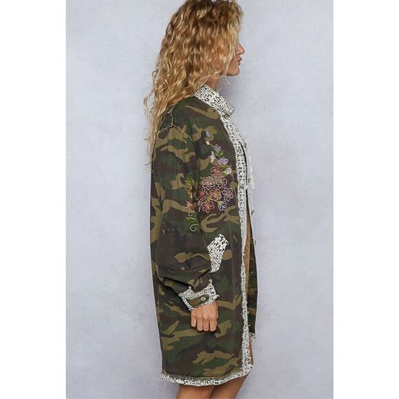 POL Open Front Camo & Floral Cardigan Size S - Picture 2 of 10